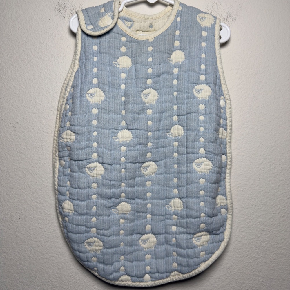 Hoppetta Unisex Cotton Sleep Sack One Size Blue Sheep Hedgehog Quilted Gauze